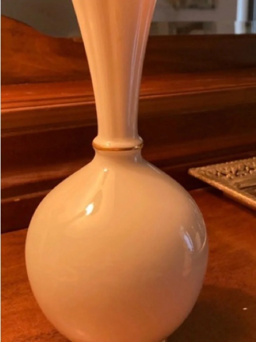 Lenox Rhodora vintage cream color fluted vase pink rose 24 karat gold detail 🌹